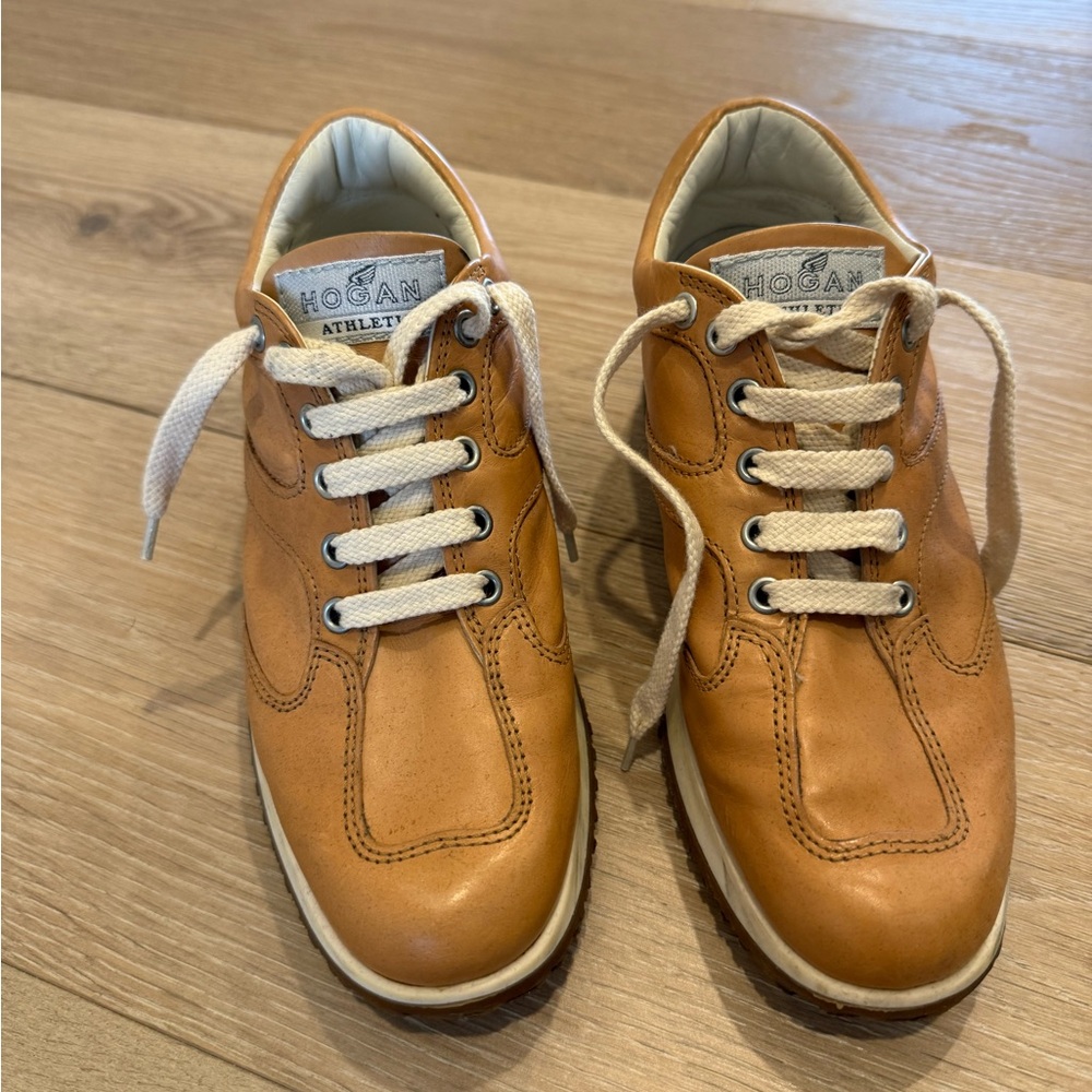 Hogan Tan Leather Sneakers